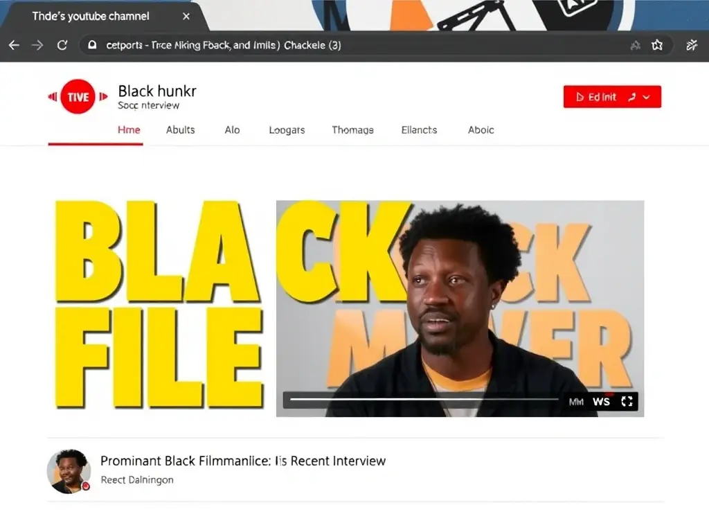 A screenshot of FAVunite TV's YouTube channel, featuring a thumbnail of a recent interview with a prominent Black filmmaker. The thumbnail should be eye-catching and informative.