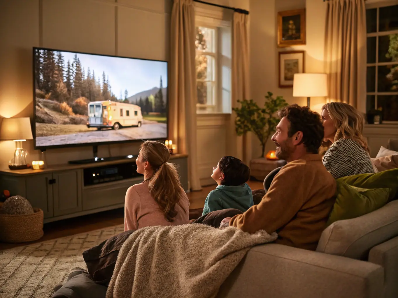 A vibrant scene from a FAVunite TV original VOD series, showcasing a Black family in a heartwarming, relatable moment. The image should convey a sense of community and shared experiences.
