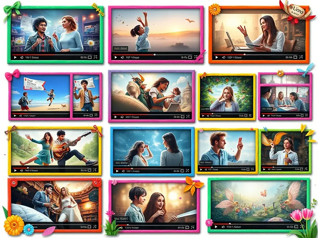 An engaging image showcasing a selection of video thumbnails from FAVunite TV's library, featuring vibrant colors and diverse storytelling themes.