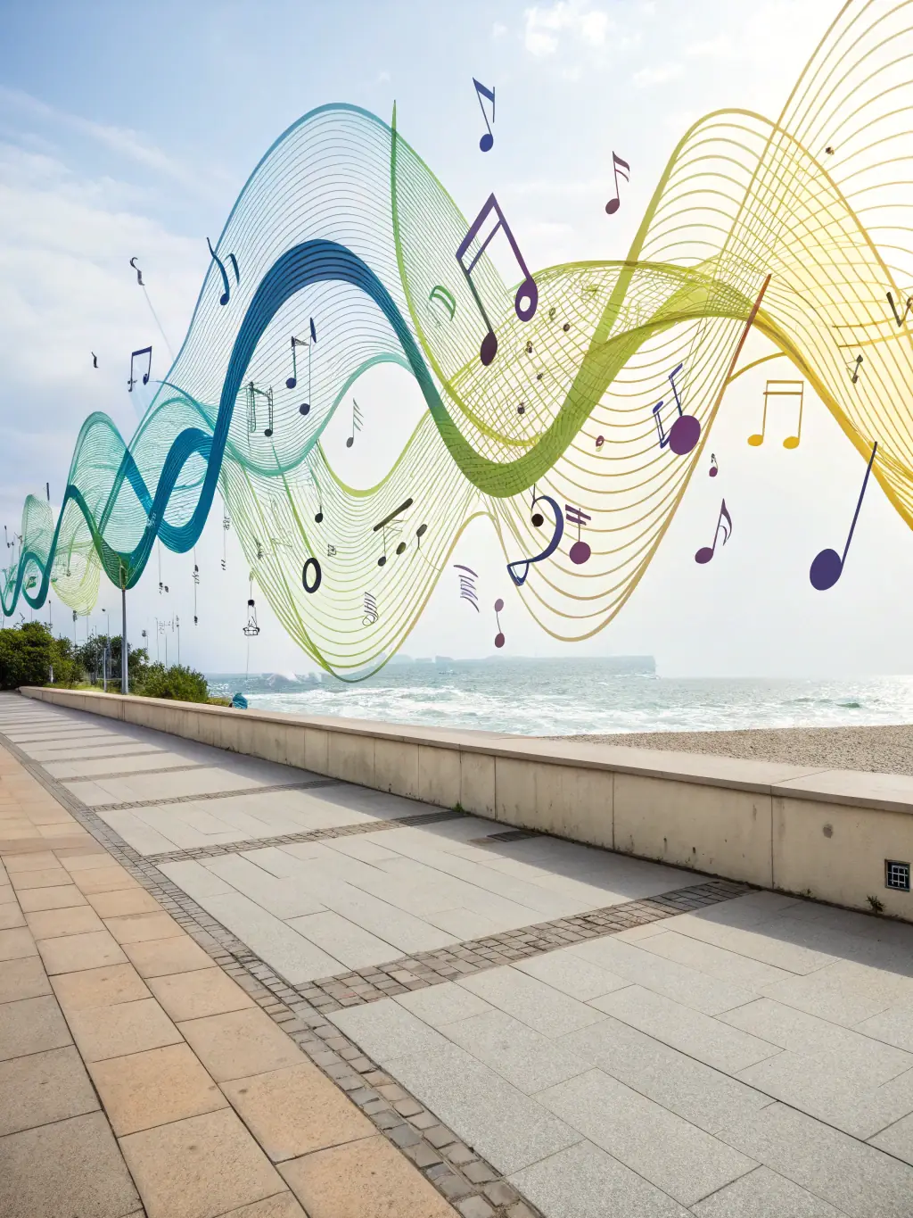 An abstract sound wave visualization with vibrant colors, representing the dynamic and engaging audio content available on FAVunite FM.